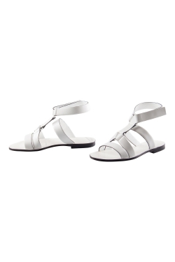 Pre Owned Jil Sander White Leather Strappy Flat Sandals Size 36
