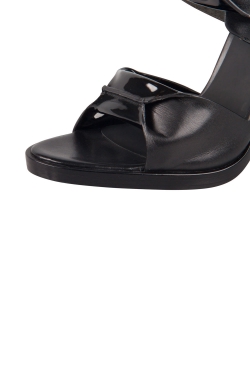 Alexander Wang Black Patent Leather Kai Rubberized Open Toe Sandals Size 38.5