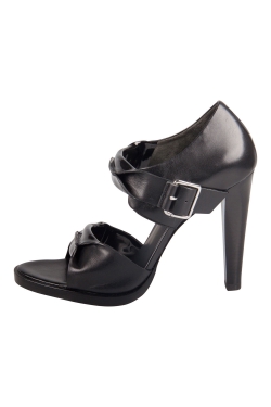 Alexander Wang Black Patent Leather Kai Rubberized Open Toe Sandals Size 38.5