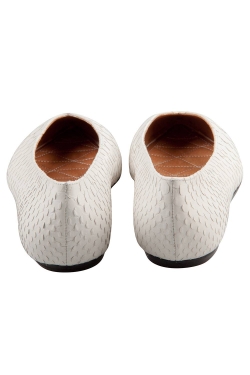 Pre Owned Isabel Marant White Python Embossed Leather Plumy Pointed Toe Ballet Flats Size 39