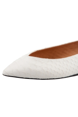 Pre Owned Isabel Marant White Python Embossed Leather Plumy Pointed Toe Ballet Flats Size 39