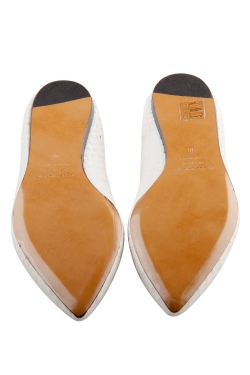 Pre Owned Isabel Marant White Python Embossed Leather Plumy Pointed Toe Ballet Flats Size 39