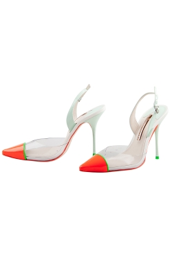 Sophia Webster Neon Tricolor Patent Leather And PVC Daria Pumps Size 37