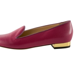 Charlotte Olympia Magenta Leather Smoking Slippers Size 38.5