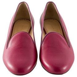 Charlotte Olympia Magenta Leather Smoking Slippers Size 38.5