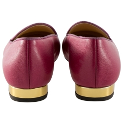 Charlotte Olympia Magenta Leather Smoking Slippers Size 38.5