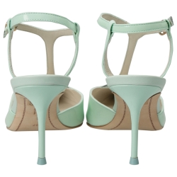 Sophia Webster Green Patent Leather Spearmint T Strap Pointed Toe Sandals Size 37