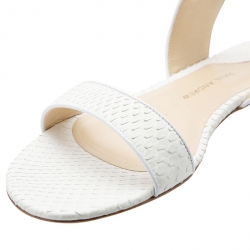 Paul Andrew White Python Leather Strappy Flat Sandals Size 38.5