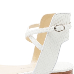 Paul Andrew White Python Leather Strappy Flat Sandals Size 38.5