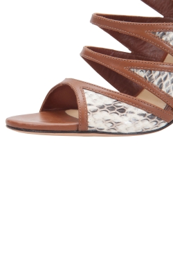 Brain Atwood Brown Suede And Python Leather Lynnden Cage High Ankle Sandals Size 37.5