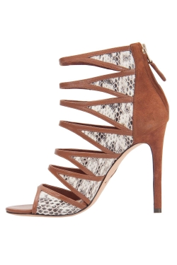 Brain Atwood Brown Suede And Python Leather Lynnden Cage High Ankle Sandals Size 37.5