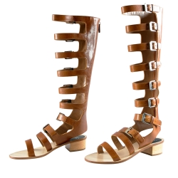 Laurence Dacade Brown Leather Halle Gladiator Sandals Size 38.5