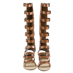 Laurence Dacade Brown Leather Halle Gladiator Sandals Size 38.5