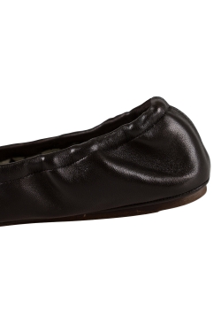Isabel Marant Metallic Black Leather Bow Scrunch Ballet Flats Size 37