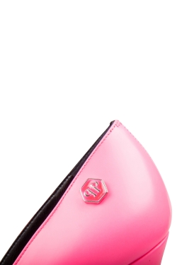 Pre Owned Philipp Plein Neon Pink Leather Provocateur Peep-Toe Platform Pumps Size 38