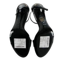 Pre Owned Burberry Black Leather Reynholm Ankle Strap Sandals Size 38