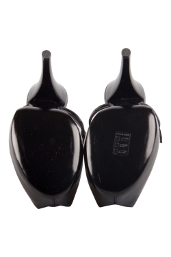 Pre Owned Giuseppe Zanotti Black Patent Leather T Strap Peep Toe Platform Sandals Size 38