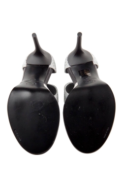 Pre Owned Alexander McQueen Two Tone Salmon Leather Lara Biker Buckle Ankle Strap Sandals Size 38