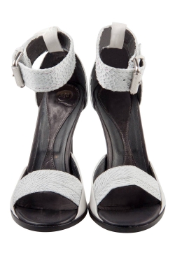 Pre Owned Alexander McQueen Two Tone Salmon Leather Lara Biker Buckle Ankle Strap Sandals Size 38