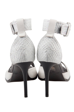 Pre Owned Alexander McQueen Two Tone Salmon Leather Lara Biker Buckle Ankle Strap Sandals Size 38