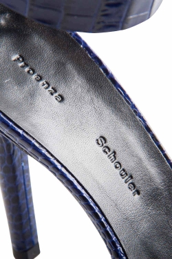 Proenza Schouler Blue Croc Embossed Leather Open Toe Sandals Size 36
