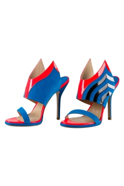 Paul Andrew Tri Color Suede And Patent Leather Wing Vamp Mule Sandals Size 37