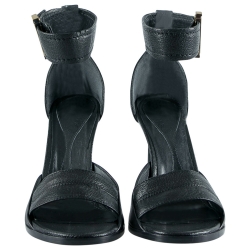 Pre Owned Alexander McQueen Black Leather Lana Razor Ankle Cuff Sandals Size 37