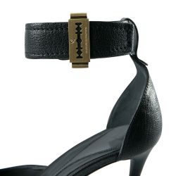 Pre Owned Alexander McQueen Black Leather Lana Razor Ankle Cuff Sandals Size 37