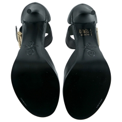 Pre Owned Alexander McQueen Black Leather Lana Razor Ankle Cuff Sandals Size 37