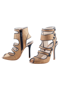 Pre Owned Sophia Webster Black/Gold Glitter Fabric and Suede Trim Cut Out Peep Toe Sandals Size 36.5