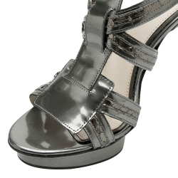 Jason Wu Metallic Grey Patent Leather Carolyn Platform Sandals Size 38