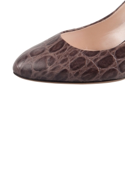 Pre Owned Casadei Grey Croc Embossed Leather Pumps Size 37