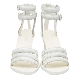 Pre Owned Alexander Wang White Lizard Embossed Leather Ankle Strap Sandals Size 36.5
