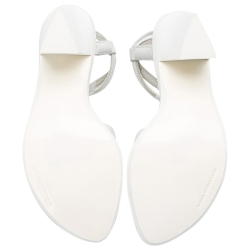 Pre Owned Alexander Wang White Lizard Embossed Leather Ankle Strap Sandals Size 36.5