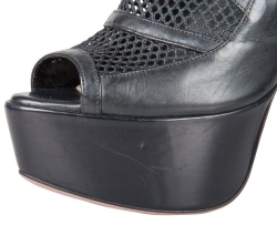 Pre Owned Prada Black Leather And Mesh Cage Peep Toe Platform Sandals Size 35