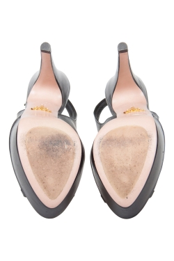 Pre Owned Prada Black Leather And Mesh Cage Peep Toe Platform Sandals Size 35