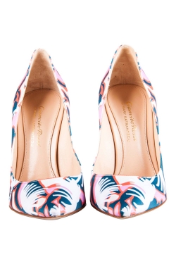 Pre Owned Gianvito Rossi Multicolor Printed Satin Pointed Toe Pumps Size 39