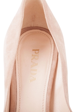 Pre Owned Prada Beige Suede Knot Open Toe Espadrille Wedge Pumps Size 38