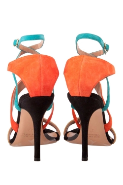Jean Michel Cazabat Multicolor Suede Cross Strap Open Toe Sandals Size 37