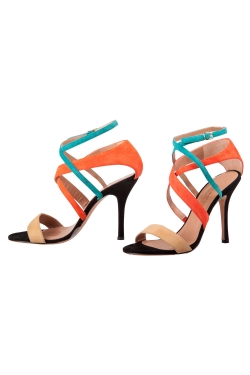 Jean Michel Cazabat Multicolor Suede Cross Strap Open Toe Sandals Size 37