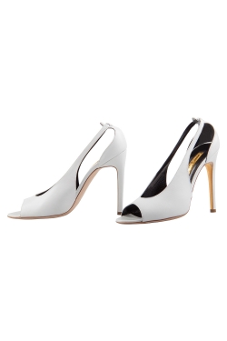 Pre Owned Rupert Sanderson White Leather Peep Toe Cut Out Pumps Size 38.5