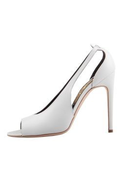 Rupert Sanderson White Leather Peep Toe Cut Out Pumps Size 38.5