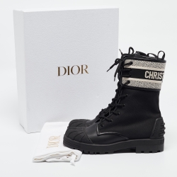 Dior Black Canvas D-Major Ankle Boots Size 42