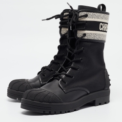 Dior Black Canvas D-Major Ankle Boots Size 42