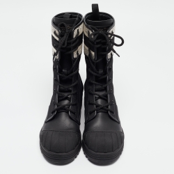 Dior Black Canvas D-Major Ankle Boots Size 42