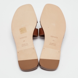 Hermes Brown Leather Oran Slide Flats Size 40