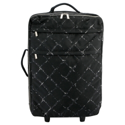 Pre Owned Chanel Black Nylon Old Travel Line Rolling Suitcase