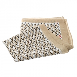 Pre Owned Valentino Beige and White V Logo Print Silk Chiffon Stole  