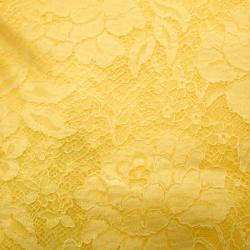 Pre Owned Valentino Yellow Cashmere Blend Scalloped Lace Detail Scarf