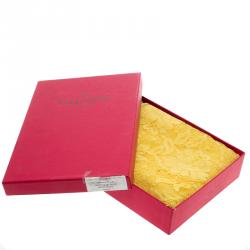 Pre Owned Valentino Yellow Cashmere Blend Scalloped Lace Detail Scarf